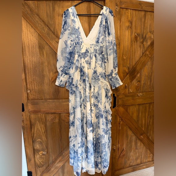 Anthropologie Blue and White Floral Maxi Dress - Picture 3 of 3